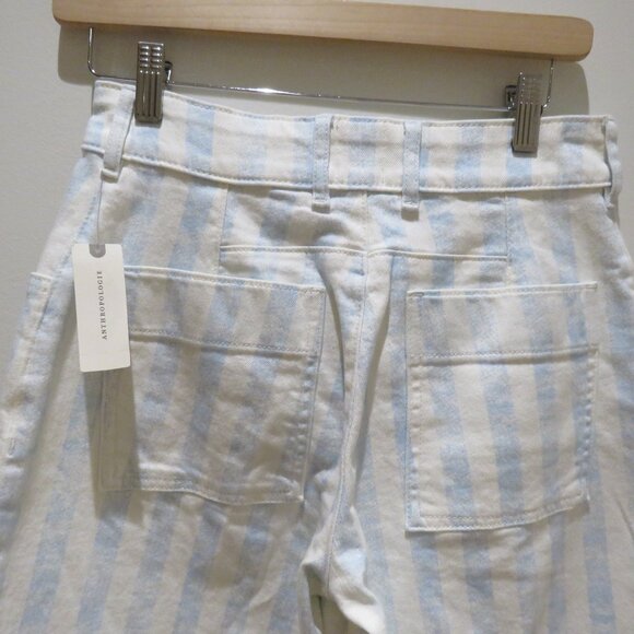 ANTHROPOLOGIE MAEVE Printed Bermuda Shorts in Washed Blue Stripe Preppy 25 NWT - Picture 8 of 11